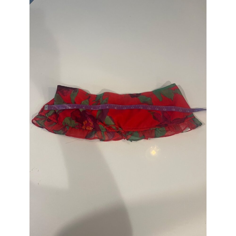 Red & Floral Sheer Ruffle Tube Top By Nasty Gal